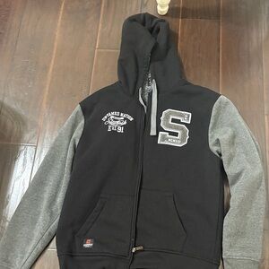South Pole Black and Gray Sherpa-Lined Jacket